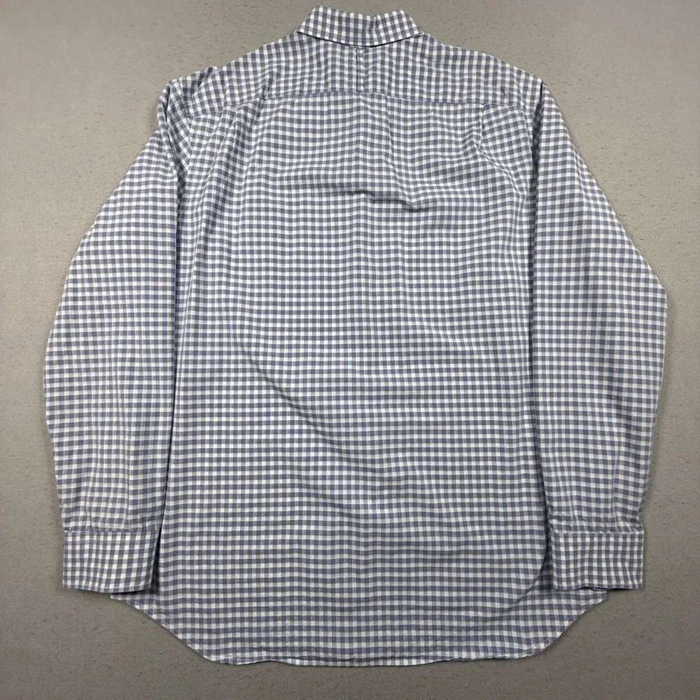 Banana Republic Mens XL Blue White Gingham Check Slim Fit Button Down Shirt
